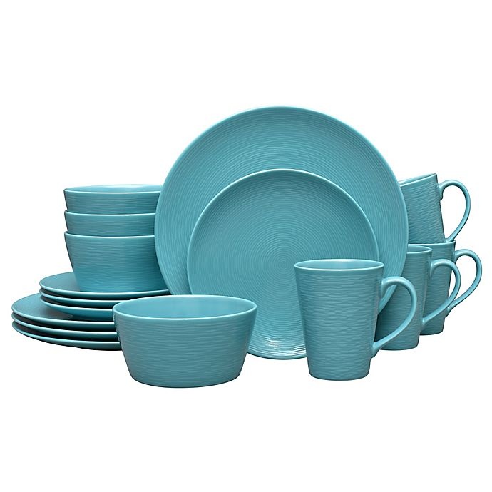 slide 1 of 1, Noritake Turquoise on Turquoise Swirl Coupe Dinnerware Set, 16 ct