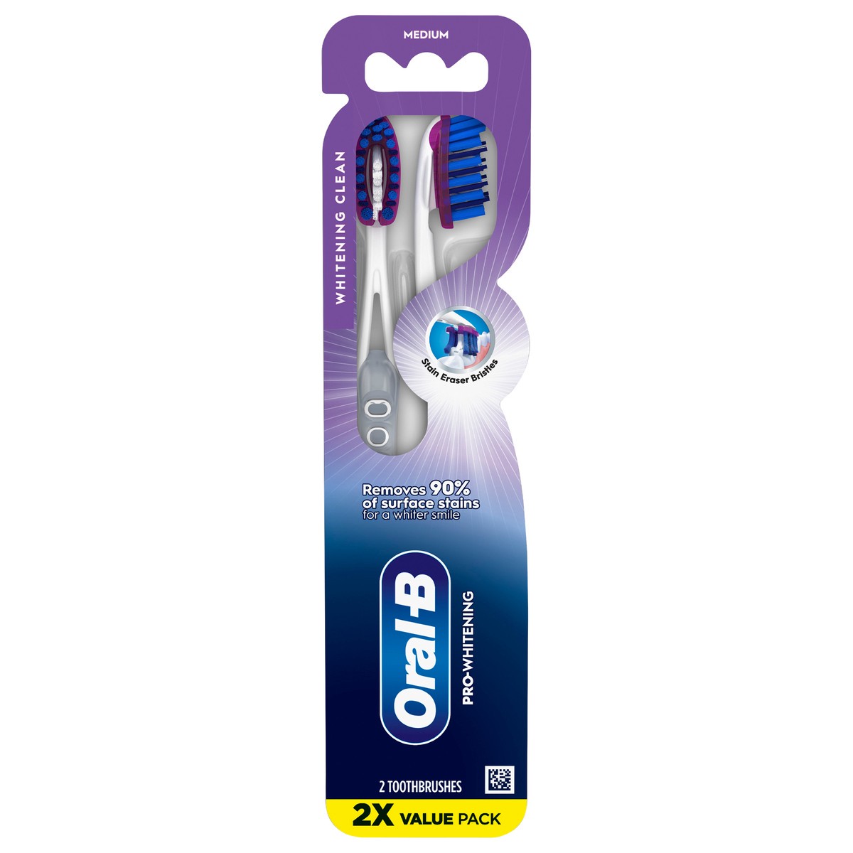 slide 1 of 6, Oral-B Pro Whitening Toothbrushes, Medium, 2 Count, 2 ct