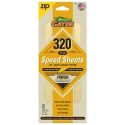 Rust-Oleum Gator AlumiNext 3-2/3 Inch x 9 Inch Hook and Loop Premium Multi-Surface Sanding Speed Sheets - 320 Grit