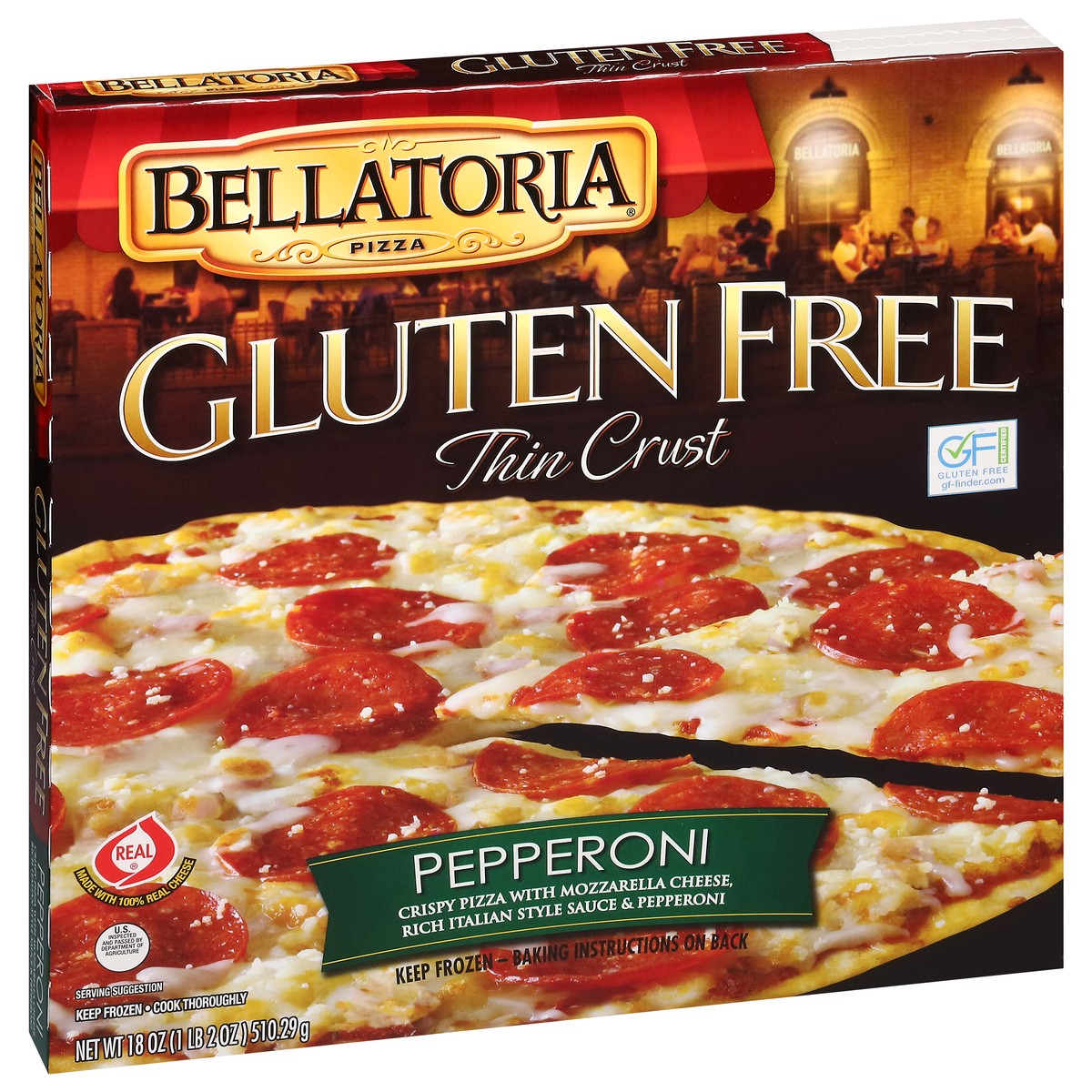 slide 2 of 13, Bellatoria Gluten Free Thin Crust Pepperoni Pizza 18 oz, 23.33 oz