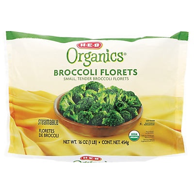 slide 1 of 1, H-E-B Organic Broccoli Florets, 16 oz