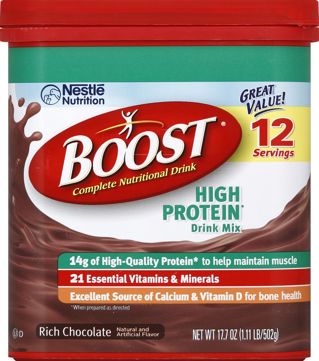 slide 4 of 5, Boost High Protein Nutritional Powder Drink Mix, Rich Chocolate, 17.7 oz