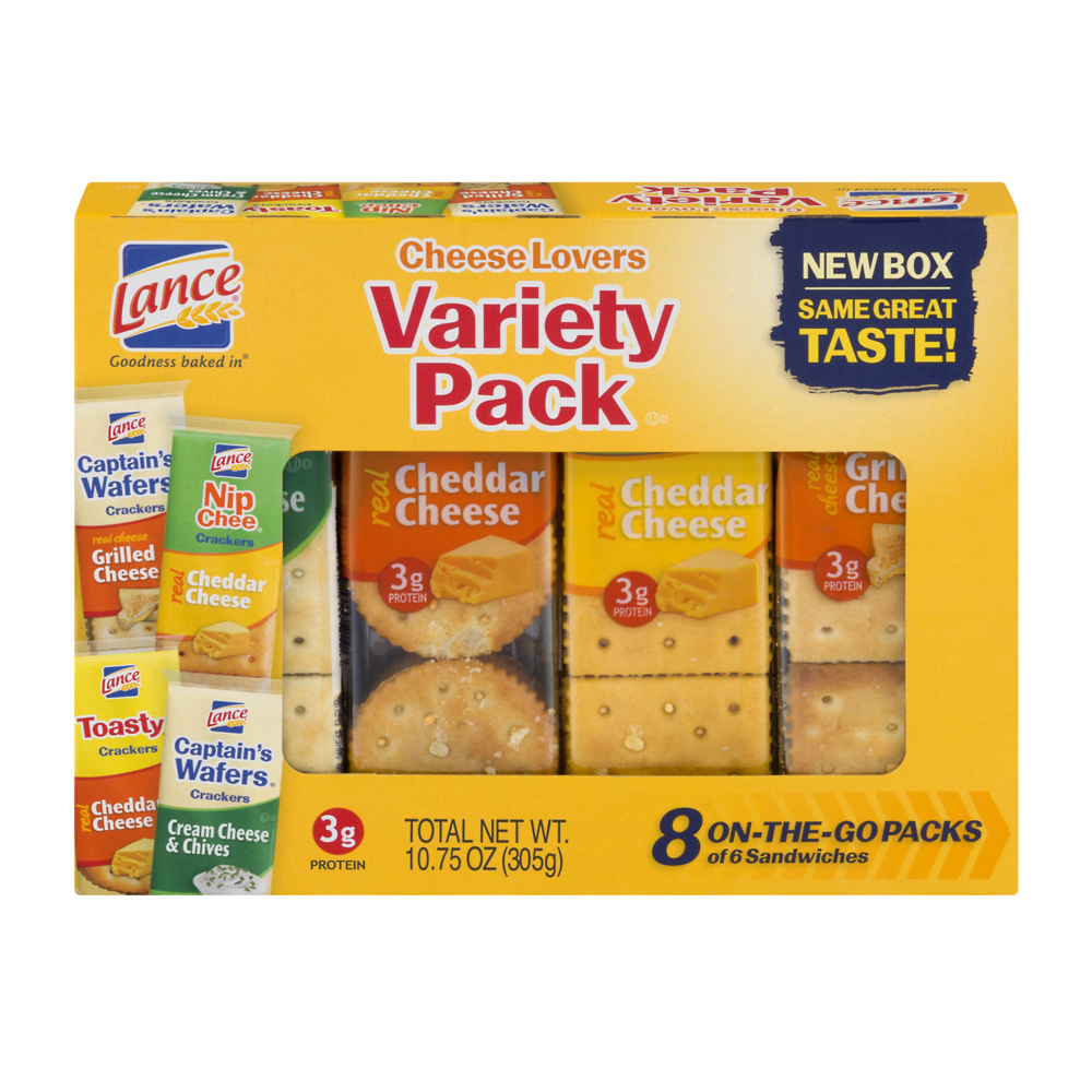 slide 1 of 4, Lance Cheese Lovers Variety Pack Sandwich Crackers, 10.75 oz