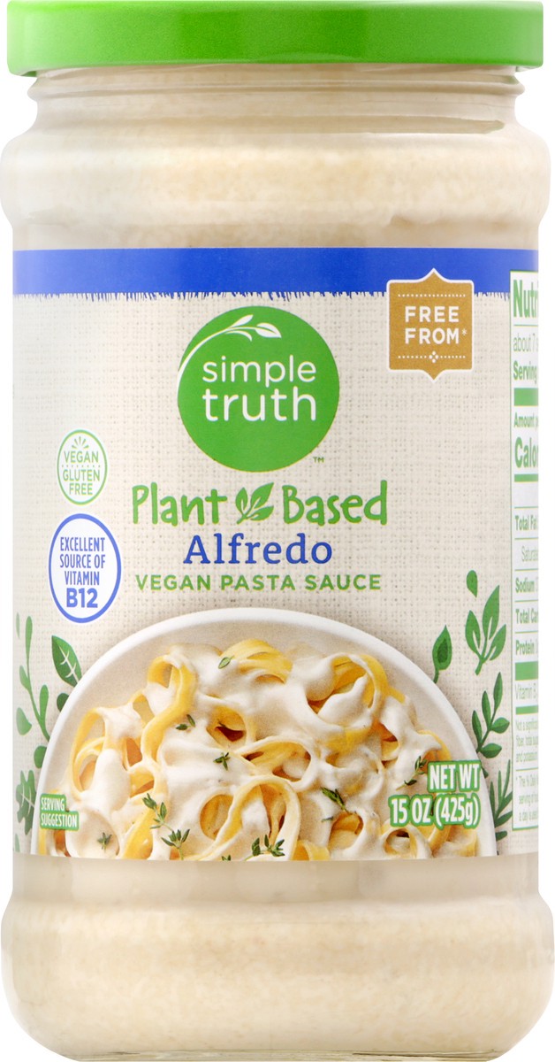 slide 1 of 3, Simple Truth Plant Based Alfredo Vegan Pasta Sauce, 15 oz