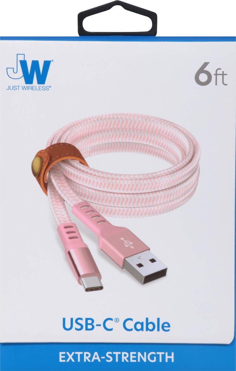slide 9 of 12, Just Wireless 6 Feet Extra-Strength USB-C Cable 1 ea, 1 ct