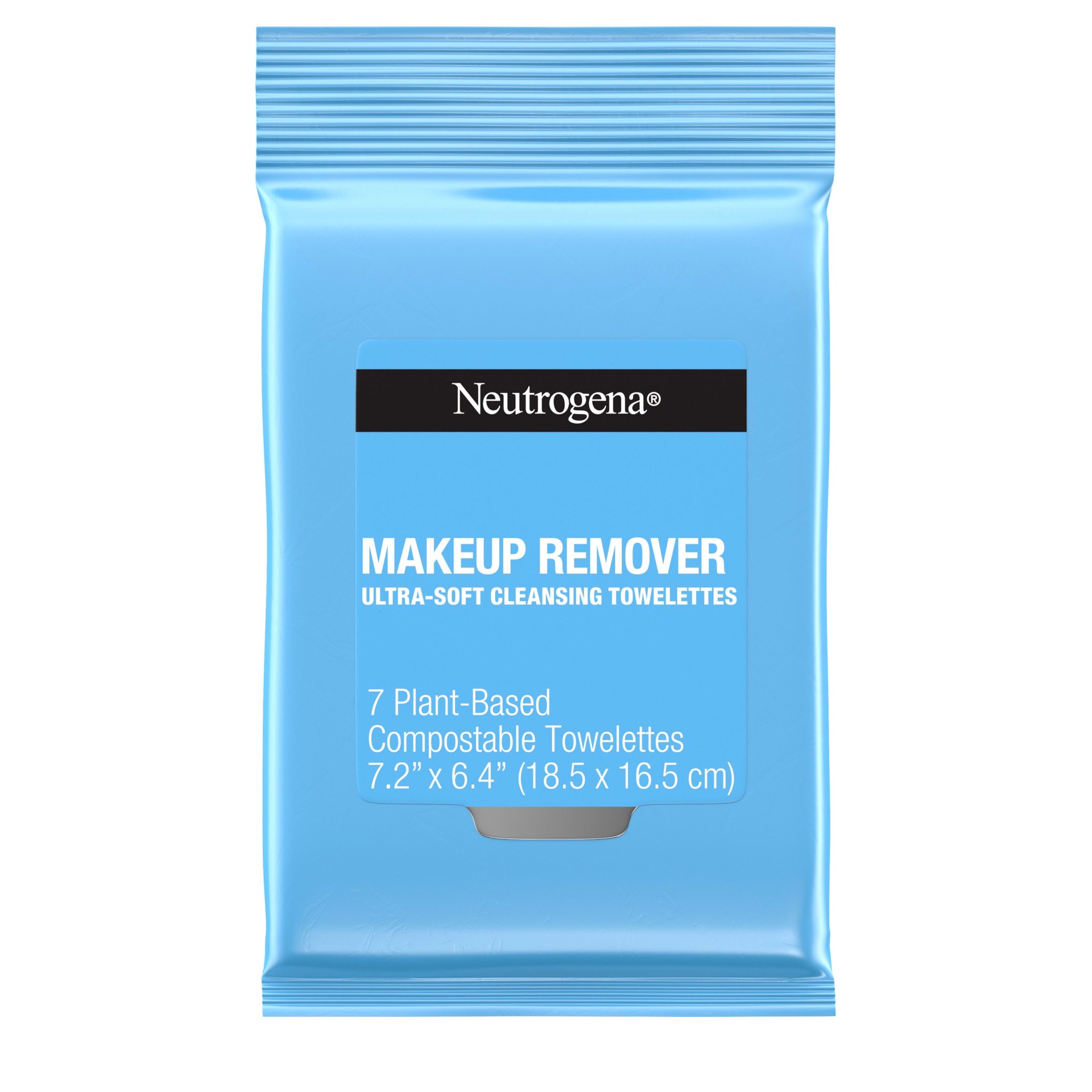 slide 1 of 7, Neutrogena Makeup Remover Facial Cleansing Towelettes, Daily Face Wipes Remove Dirt, Oil, Makeup & Waterproof Mascara, Gentle, Alcohol-Free, 100% Plant-Based Fibers, Travel Pack, 7 ct, 7 ct