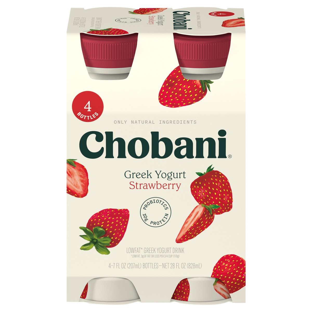 slide 5 of 13, Chobani Yogurt Drink, Greek, Lowfat, Strawberry, 4 ct
