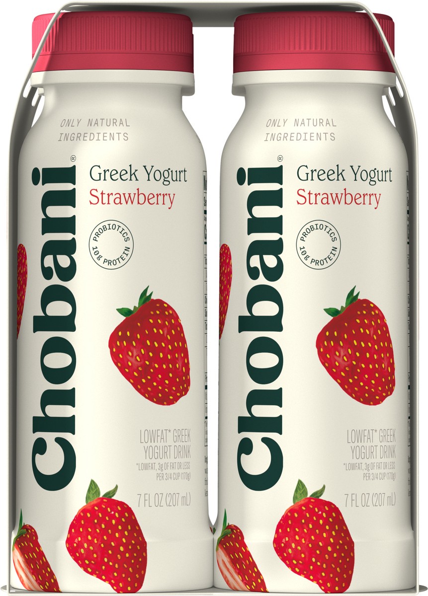 slide 4 of 13, Chobani Yogurt Drink, Greek, Lowfat, Strawberry, 4 ct