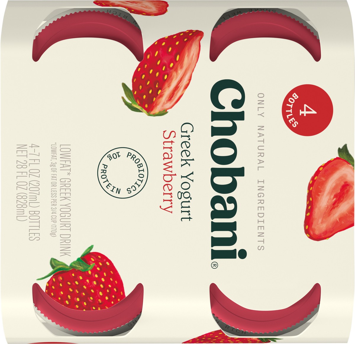 slide 11 of 13, Chobani Yogurt Drink, Greek, Lowfat, Strawberry, 4 ct