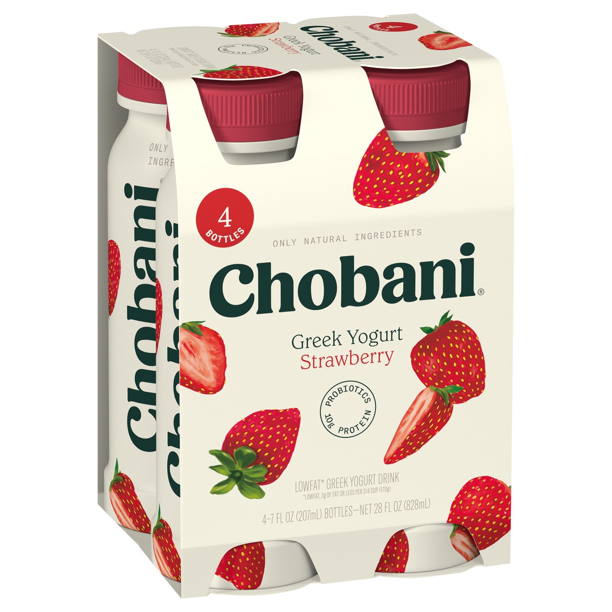 slide 8 of 13, Chobani Yogurt Drink, Greek, Lowfat, Strawberry, 4 ct