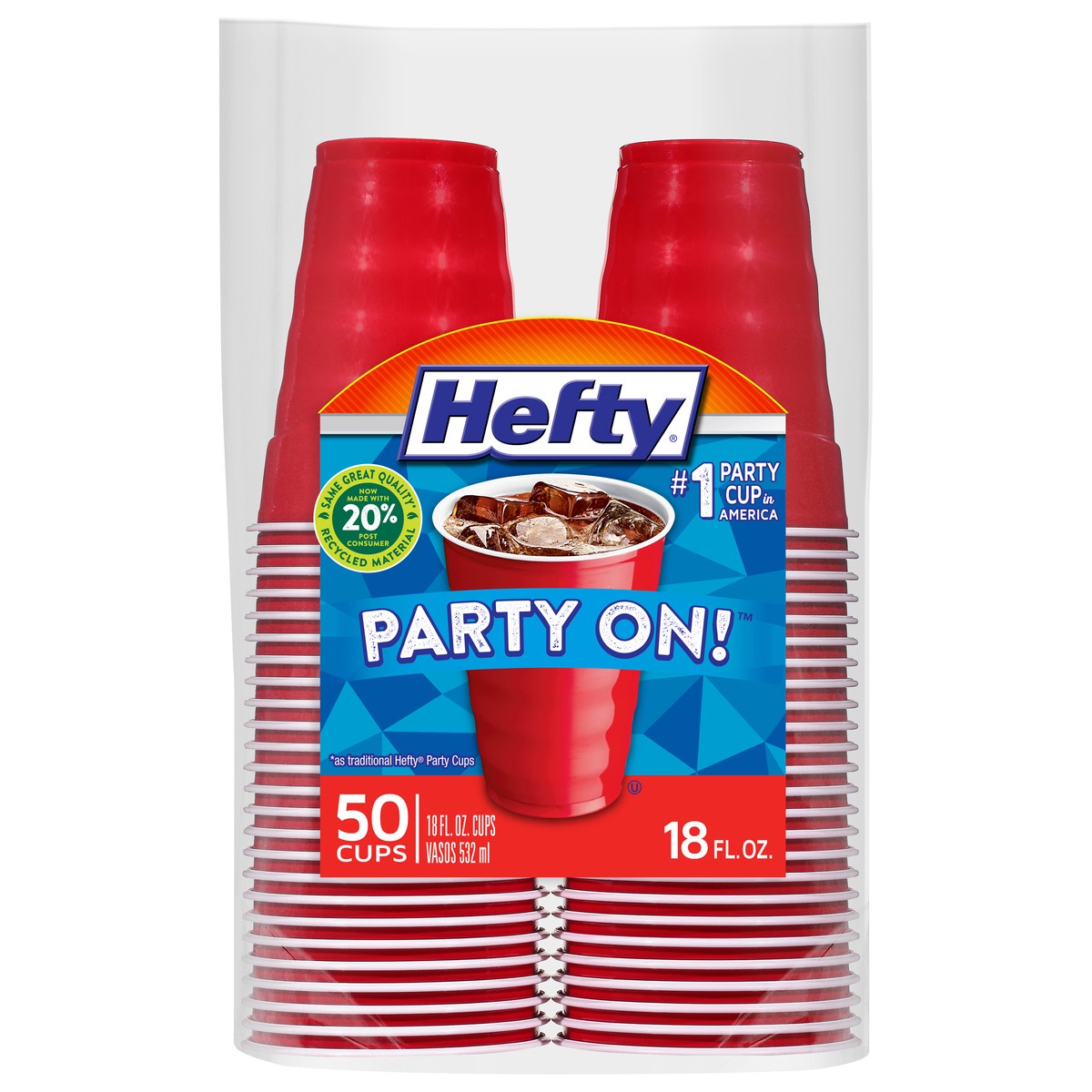 slide 1 of 11, Hefty Party On! 18 Ounce Cups 50 ea, 50 ct