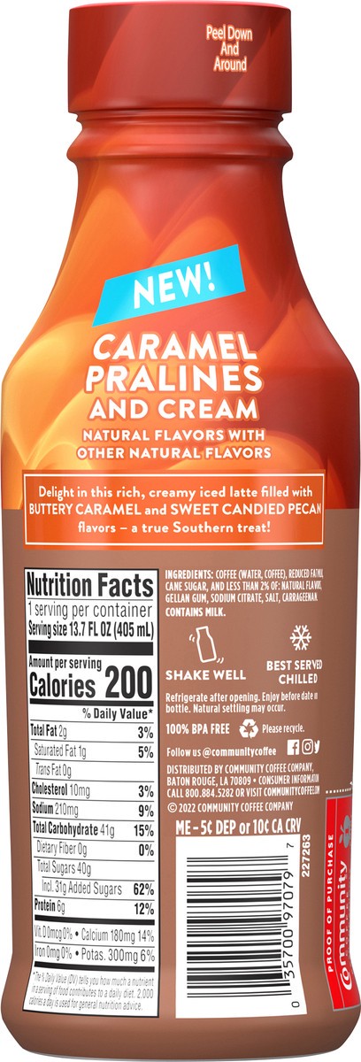 slide 2 of 7, Community Coffee Iced Latte, Caramel Pralines and Cream, 13.7 fl oz