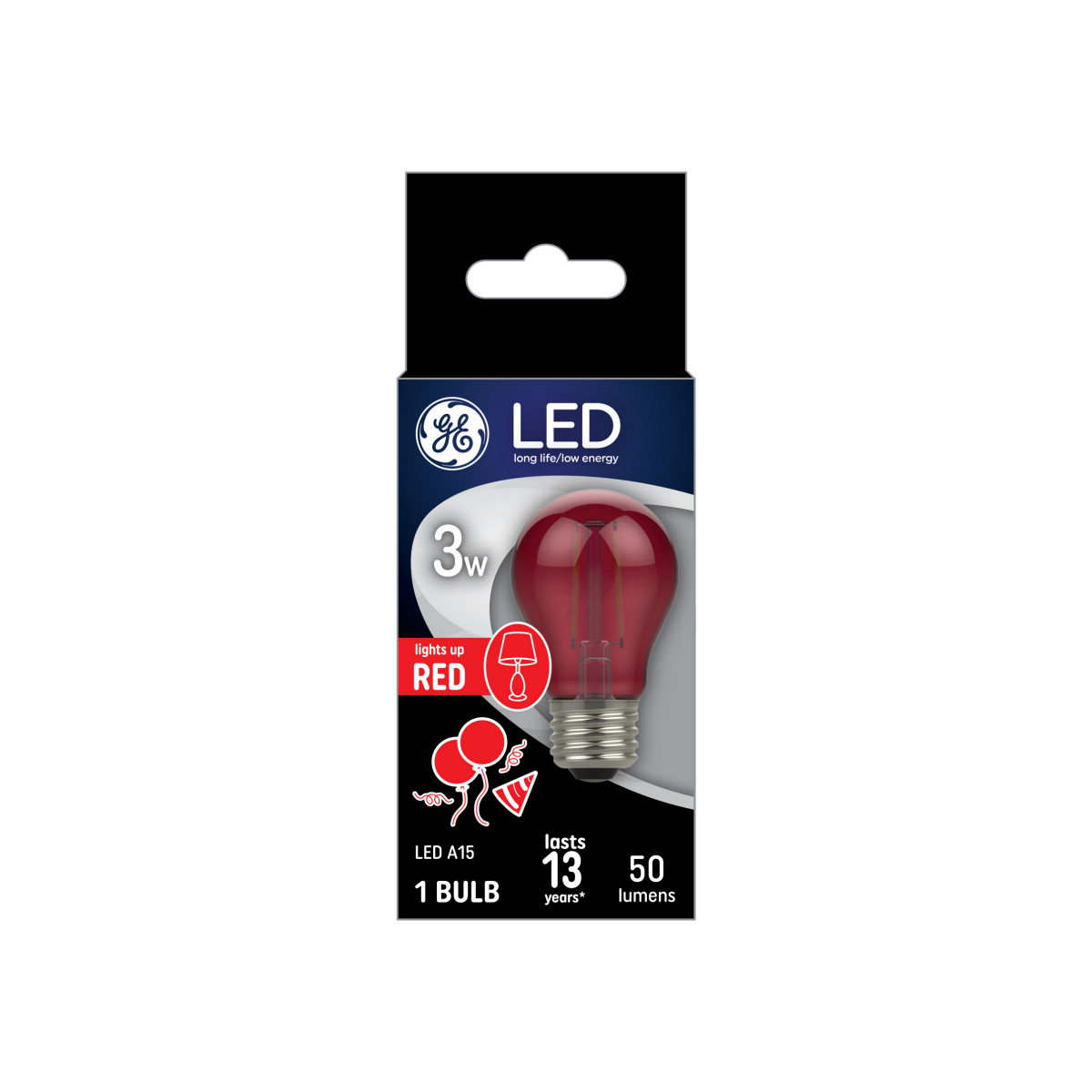 slide 1 of 2, Ge Red Led Deco Bulb, 2 ct