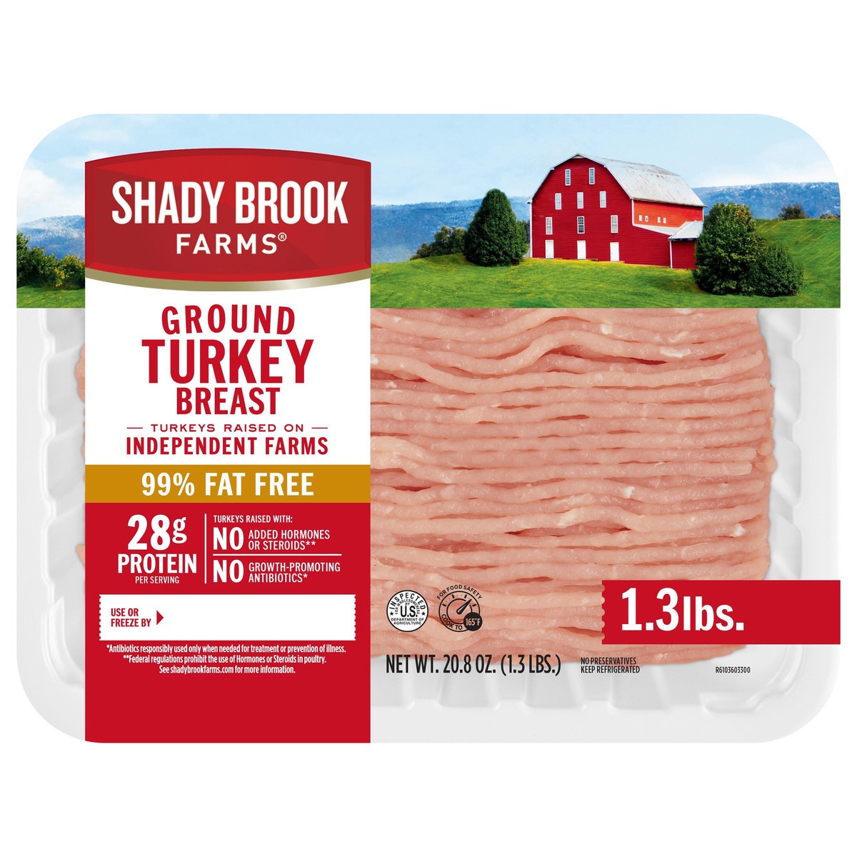slide 1 of 6, Shady Brook Farms Ground Breast Of Turkey With Natural Flavorings Extra Lean, 1.3 lb