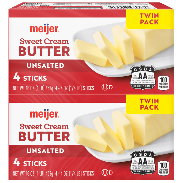 slide 7 of 29, Meijer Unsalted Butter Sticks, 8 Count, 8 ct