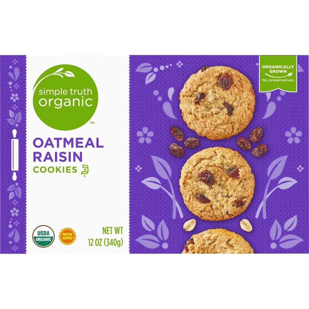 slide 5 of 6, Simple Truth Oatmeal Raisin Cookies, 12 oz