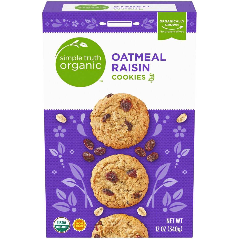 slide 1 of 6, Simple Truth Oatmeal Raisin Cookies, 12 oz