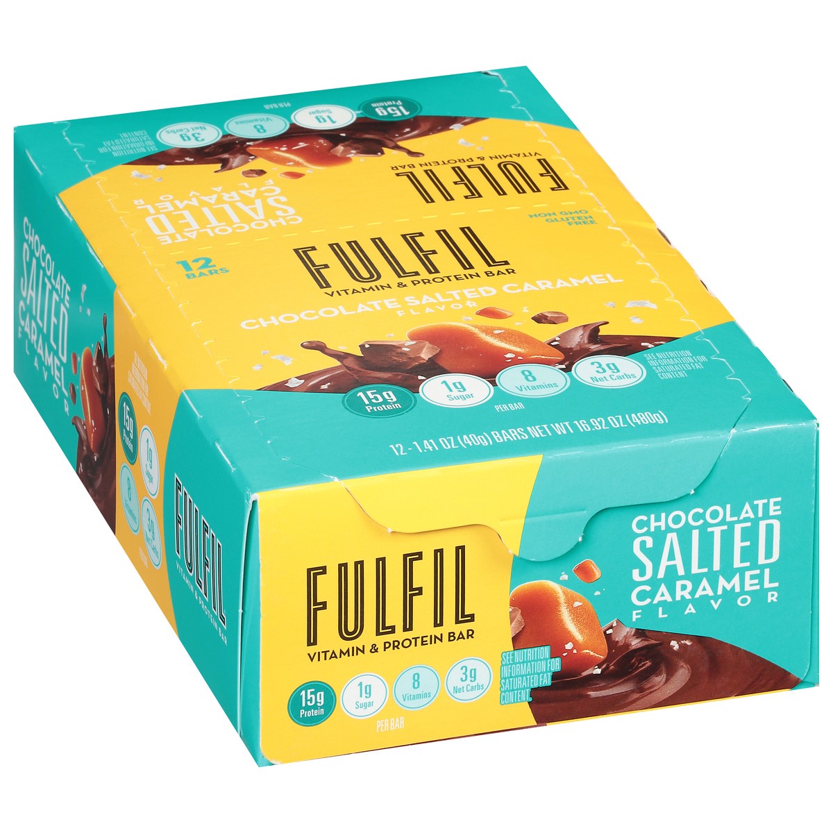 slide 4 of 9, Fulfil Chocolate Salted Caramel Flavor Protein Bar 12 - 1.41 oz Bars, 12 ct