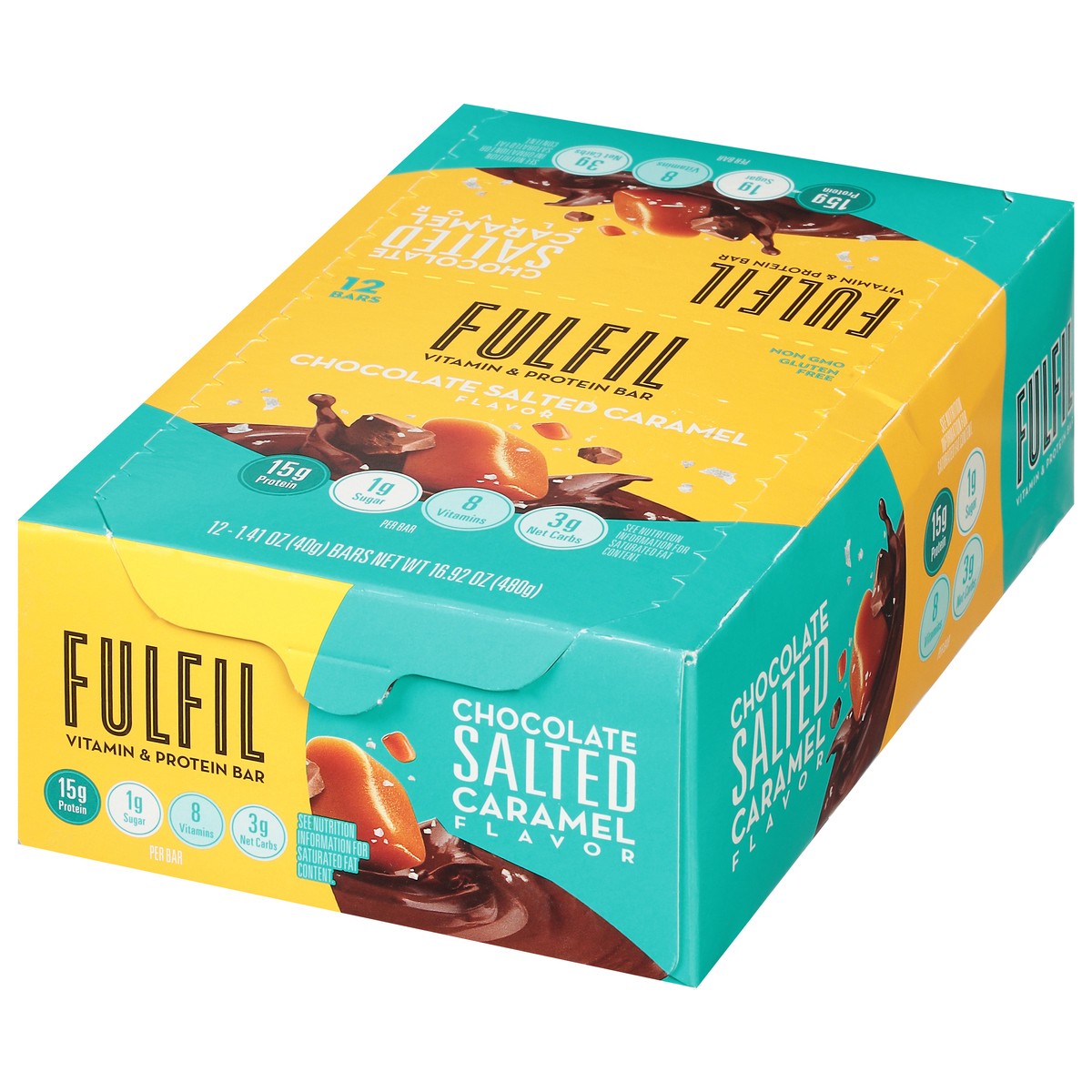 slide 9 of 9, Fulfil Chocolate Salted Caramel Flavor Protein Bar 12 - 1.41 oz Bars, 12 ct
