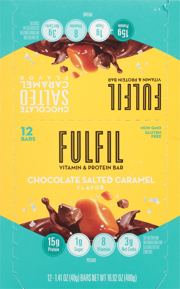 slide 2 of 9, Fulfil Chocolate Salted Caramel Flavor Protein Bar 12 - 1.41 oz Bars, 12 ct