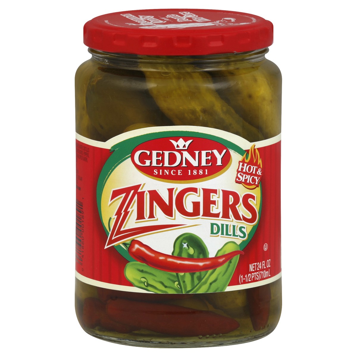 slide 2 of 2, Gedney Pickles Zingers Hot, 24 oz