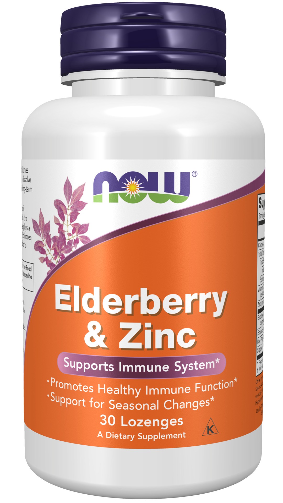 slide 1 of 4, NOW Supplements Elderberry & Zinc - 30 Lozenges, 30 ct