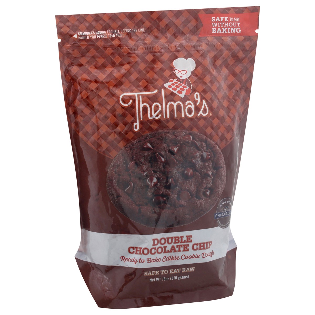 slide 9 of 9, Thelma's Double Chocolate Chip Cookie Dough 18 oz, 18 oz