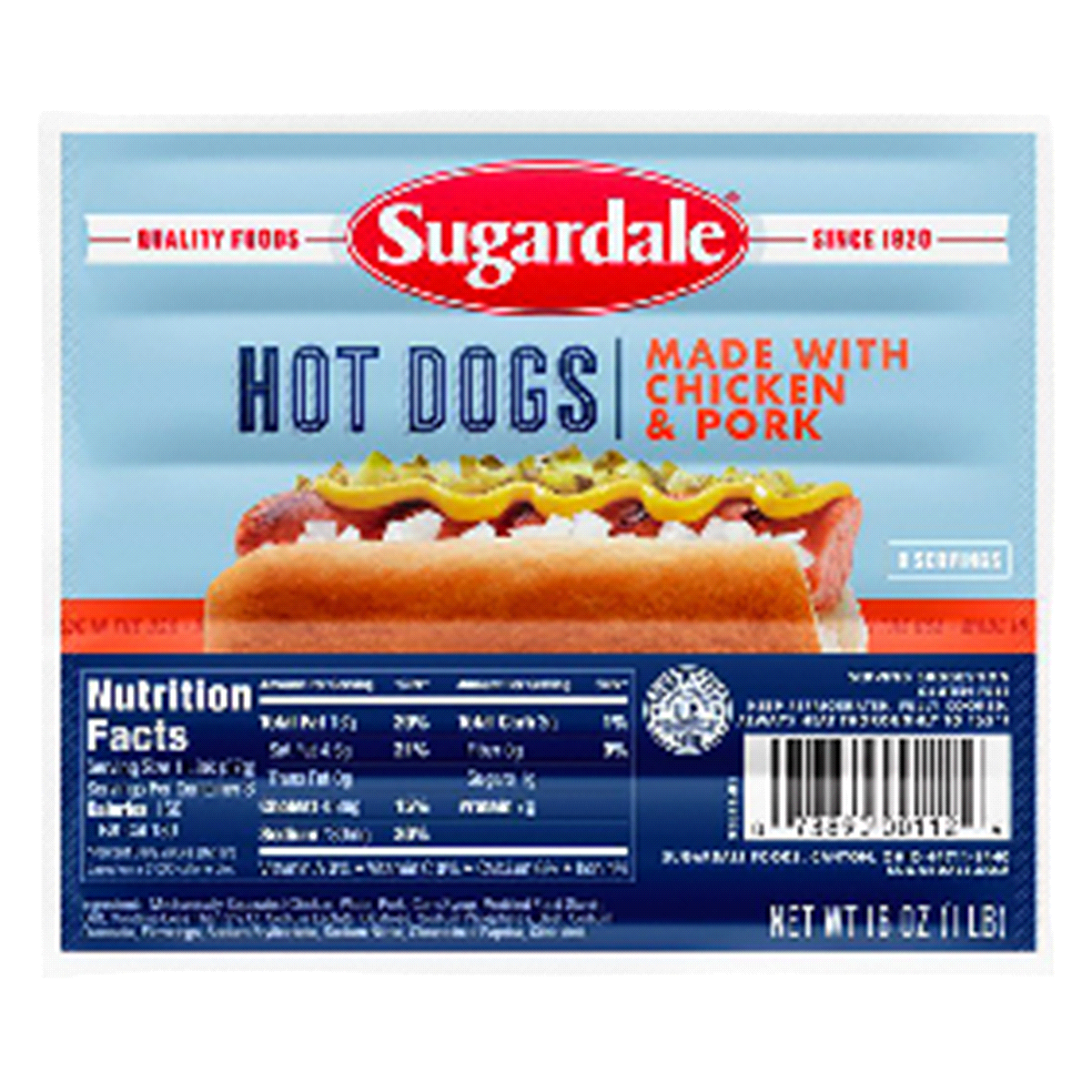 slide 1 of 1, Sugardale Hot Dogs, 1 lb