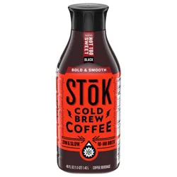 SToK Cold Brew Coffee, Not Too Sweet, Arabica-Based Blend, Black, Sweetened, Dark Roast, 48 FL OZ Bottle