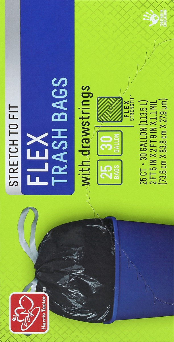 slide 4 of 5, Harris Teeter Flex/Gripper Trash Bag 30Gl, 25 ct