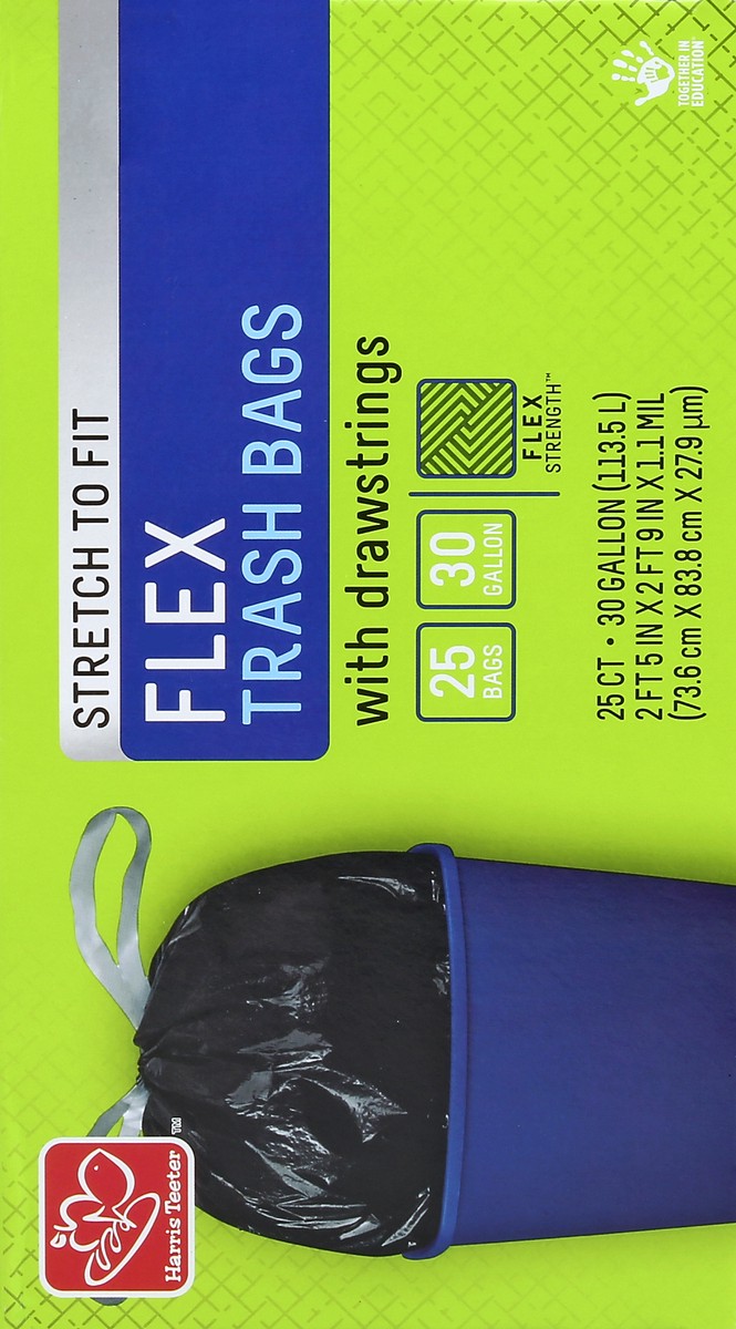 slide 5 of 5, Harris Teeter Flex/Gripper Trash Bag 30Gl, 25 ct