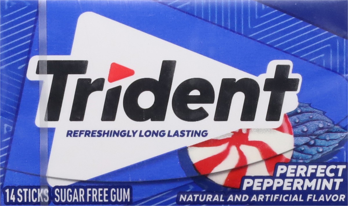 slide 4 of 15, Trident Gum Sugar Free Peppermint, 14 ct