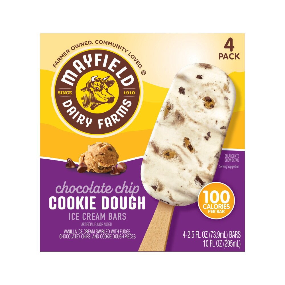 slide 2 of 3, Mayfield Dairy Farms Mayfield Chocolate Chip Cookie Dough Ice Cream Bars, 4 ct