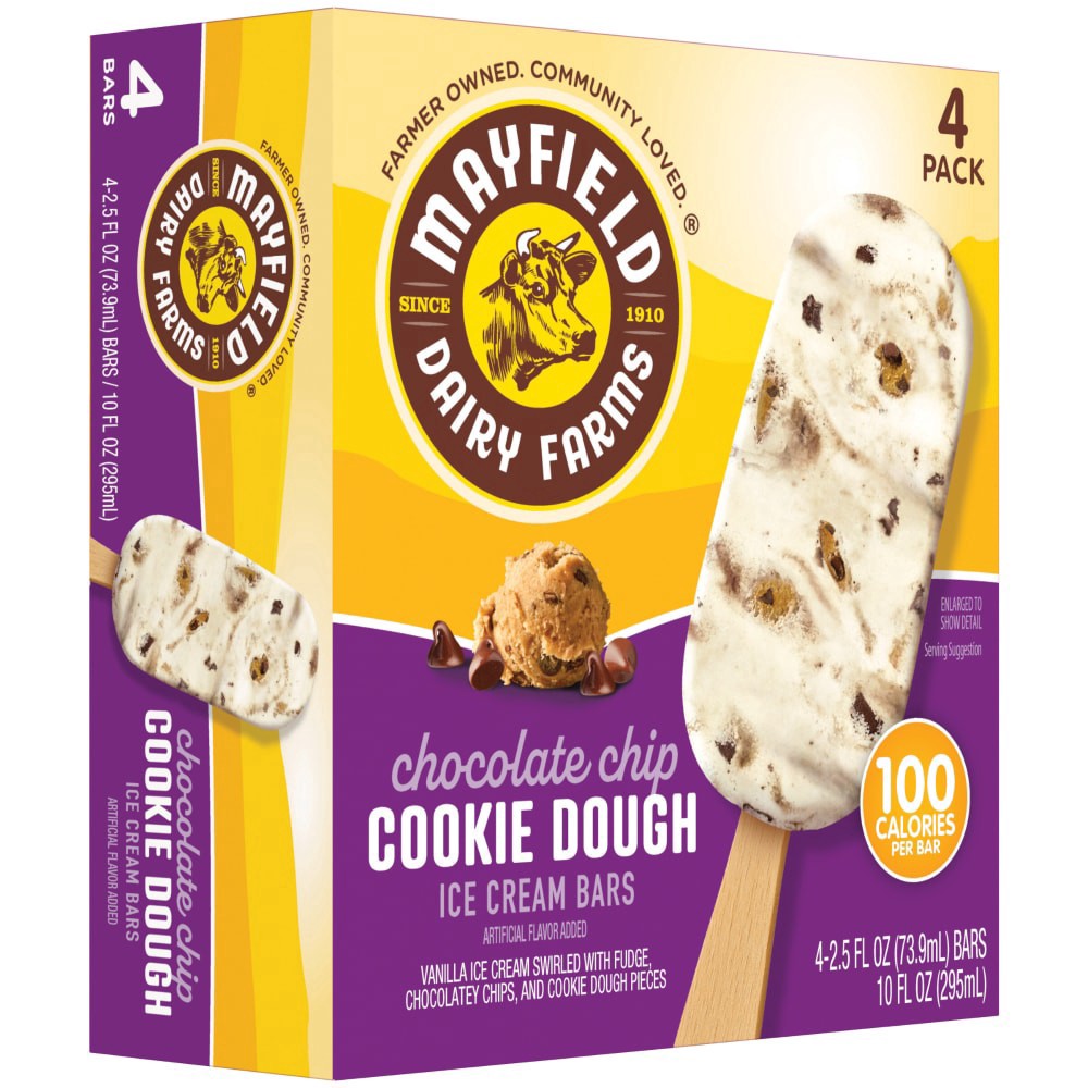 slide 3 of 3, Mayfield Dairy Farms Mayfield Chocolate Chip Cookie Dough Ice Cream Bars, 4 ct