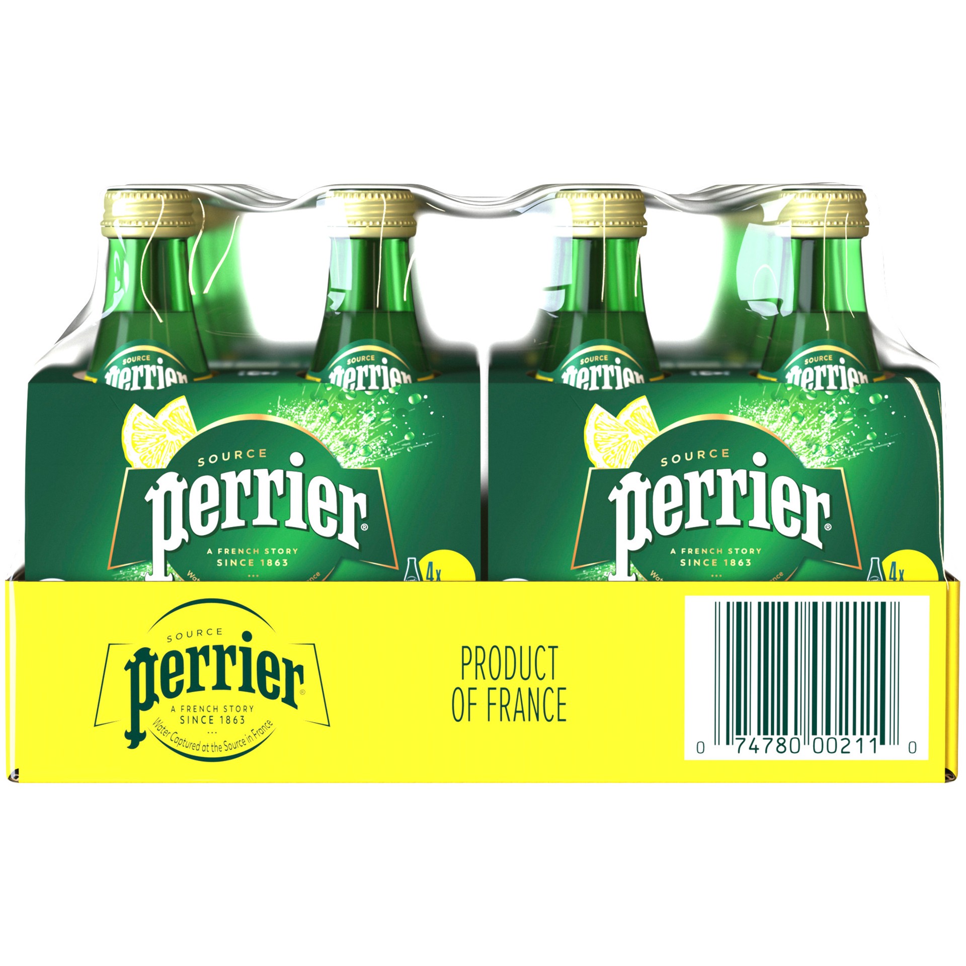 slide 5 of 5, Perrier Lemon Flavored Sparkling Water, 11.15 FL OZ Glass Bottles (24 Count), 267.60 oz