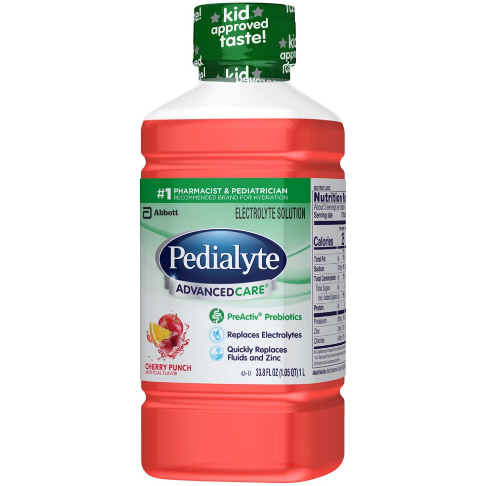 slide 3 of 8, Pedialyte Advancedcare Electrolyte Solution Cherry Punch Ready-To-Drink, 33.8 fl oz