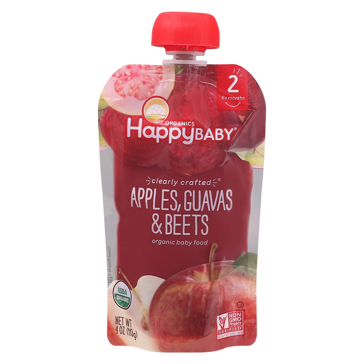 slide 1 of 9, Happy Baby Organics Clearly Crafted Stage 2 Apples, Guavas & Beets Pouch 4oz UNIT, 8 ct