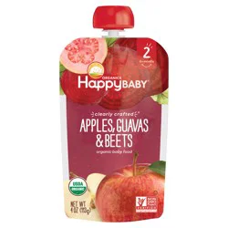 Happy Baby Organics Clearly Crafted Stage 2 Apples, Guavas & Beets Pouch 4oz UNIT