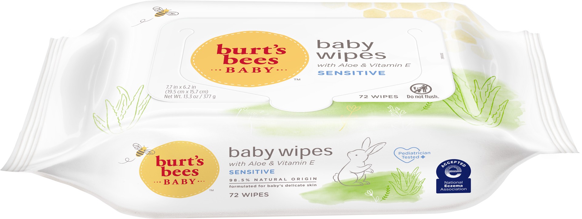 slide 3 of 5, Burt's Bees Baby™ Wipes, Unscented Natural Baby Wipes for Sensitive Skin with Aloe and Vitamin E - 72 Wipes, 72 ct