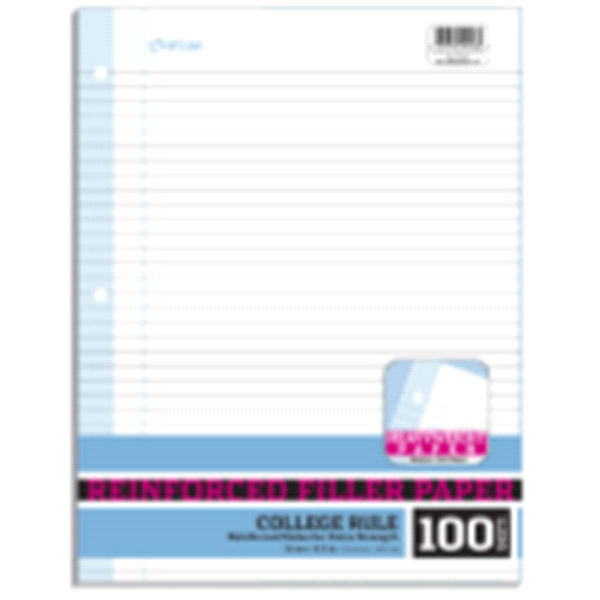 slide 1 of 1, Top Flight Reinforced Filler Paper College Rule 100 Sheets, 100 ct