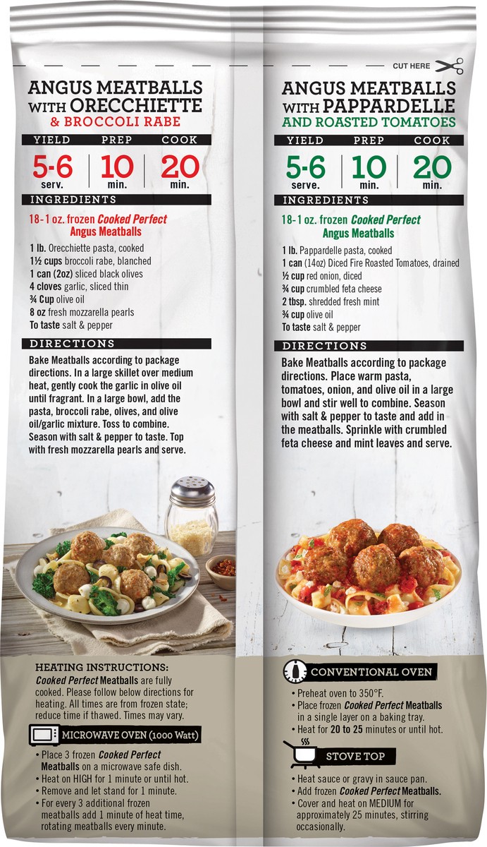 slide 4 of 9, Cooked Perfect Angus Beef Meatballs, 18 oz