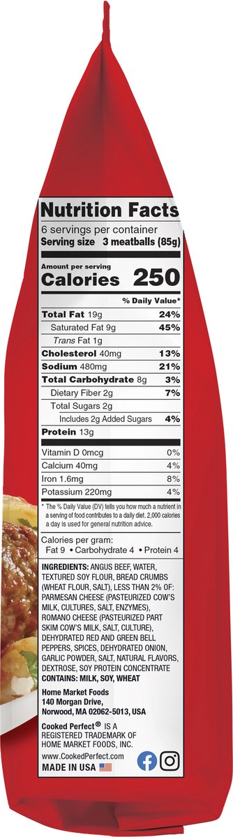 slide 7 of 9, Cooked Perfect Angus Beef Meatballs, 18 oz