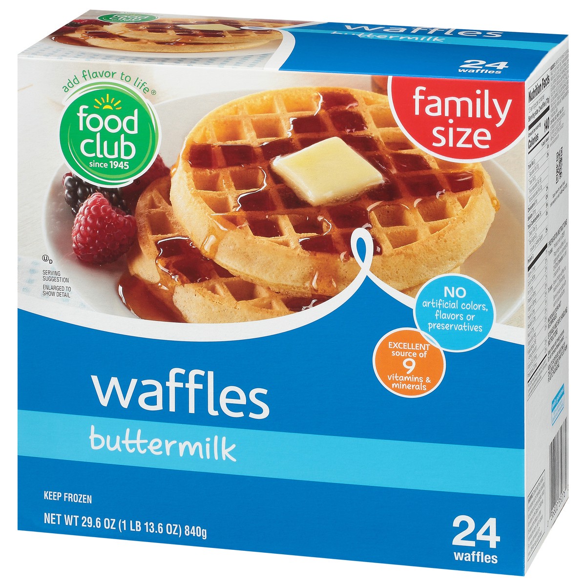 slide 8 of 9, Food Club Family Size Buttermilk Waffles 24 ea, 24 ct