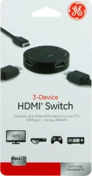 GE HDMI Switch, 3 Device - Black