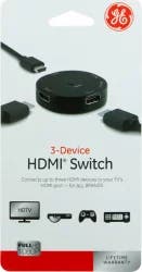 GE HDMI Switch, 3 Device - Black