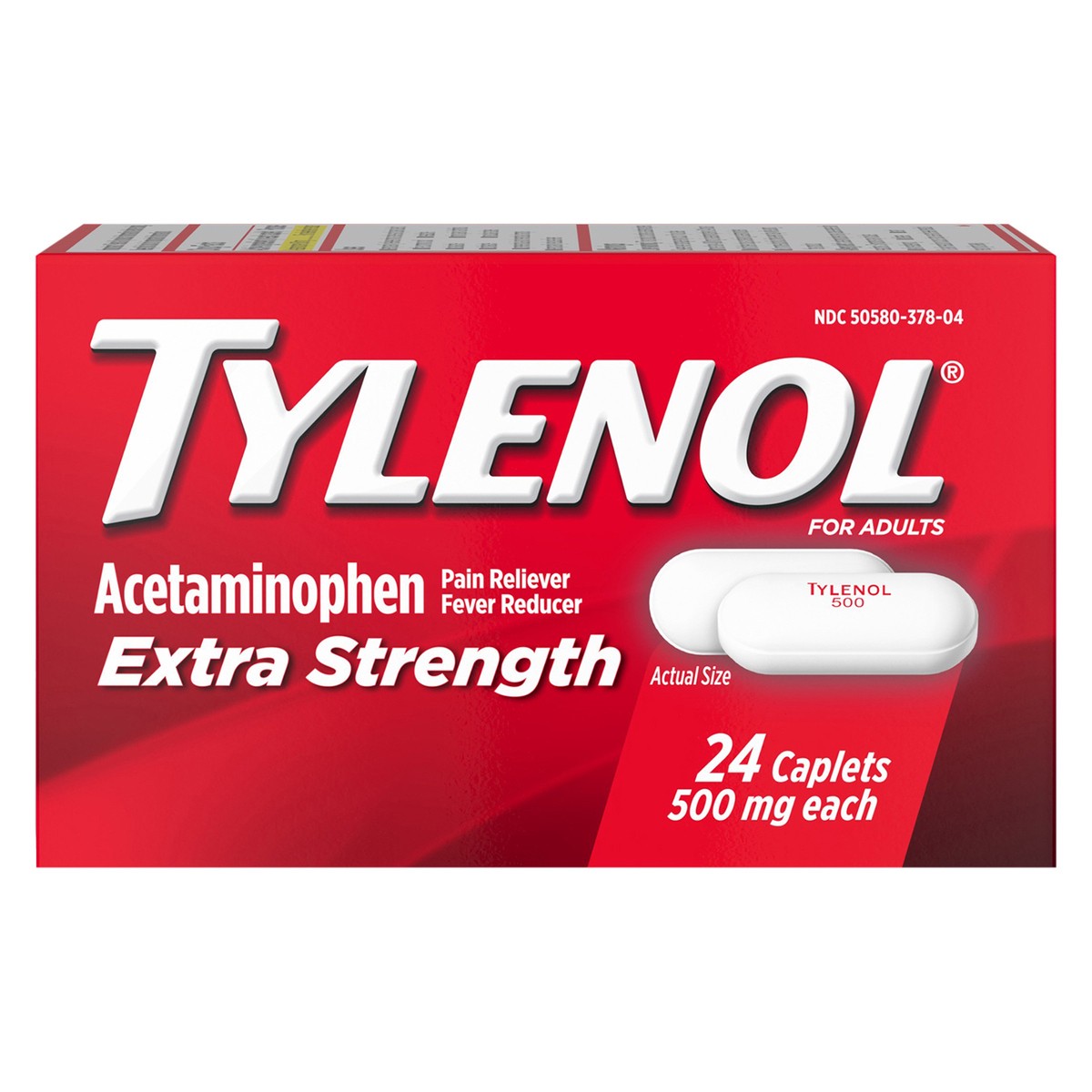 slide 6 of 8, Tylenol Extra Strength Caplets with 500 mg Acetaminophen, Pain Reliever & Fever Reducer, Acetaminophen For Minor Arthritis Pain, Headache, Backache & Menstrual Pain Relief, 24 Ct, 24 ct