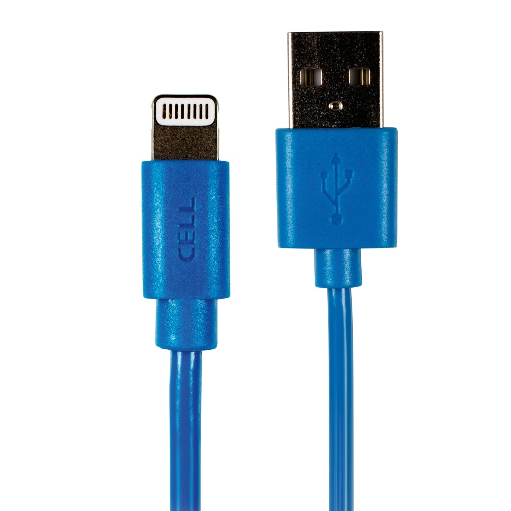 slide 1 of 1, Cellcandy Usb-To-Lightning Sync/Charge Cable For Apple Iphone 5 - Blue - 4 Foot - Tropical Blue, 1 ct