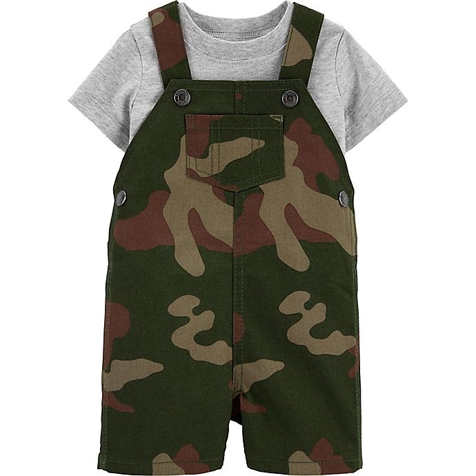 slide 1 of 1, carter's Newborn Tee & Camo Shortalls Set - Camo/Grey, 2 ct