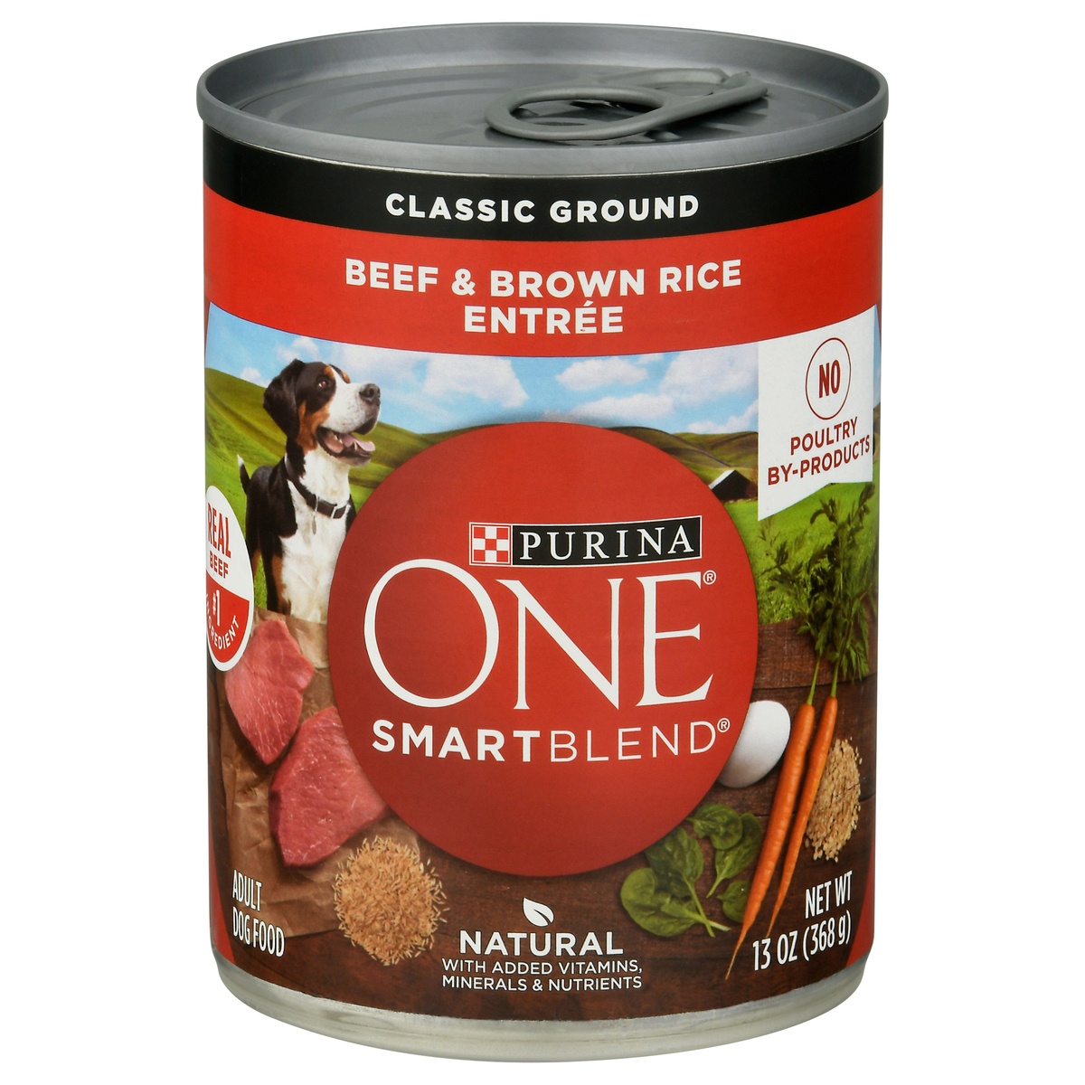 slide 1 of 1, Purina ONE Classic Ground Beef & Brown Rice Entree Wet Dog Food, 13 oz