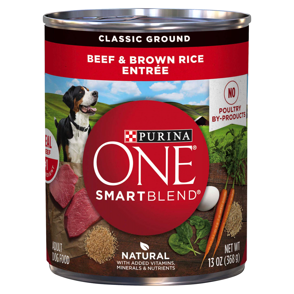 slide 1 of 6, Purina ONE Classic Ground Beef & Brown Rice Entree Wet Dog Food, 13 oz